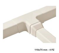 3S SuperSamaStore Dérivation en T pour conduit climatiseur 110 x 75 mm - Raccord tee en PVC blanc certifié CE, lot de 4 pièces