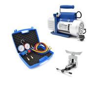 3S SuperSamaStore Kit Pompe à Vide Monostade 70 L/min avec Manomètres 2 Voies Multigaz et Évasoir 5/16"-1/2" pour Installation et Maintenance de Systèmes de Climatisation