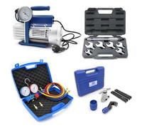 Kit Professionnel Climatisation, Ensemble d'Outils pour Installateurs CVC et Climatisation, Pompe à Vide 42L, Dudgeonnière, Clé Dynamométrique, Set Manomètres 2 Voies R32 R410A R134A R407C