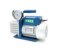 3S SuperSamaStore Pompe à Vide à Deux Étages 100 L/Min avec Électrovanne et Vacuomètre, Pompe à Vide Professionnelle Homologuée pour Gaz R32