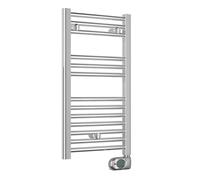 3S SuperSamaStore Radiateur sèche-serviettes électrique Cortina Evo avec thermostat numérique, radiateur de salle de bain avec câble, programmation hebdomadaire, 150 W, chromé, 72 x 40 cm