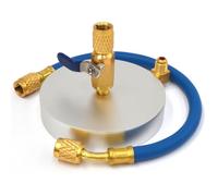 3S SuperSamaStore Support pour Bouteilles de Gaz Réfrigérant 1 kg, Plateau Professionnel avec Raccord 1/4 Sae, Robinet à Boisseau Sphérique et Tuyau Flexible 30 cm, pour R407 R22 R134, Laiton