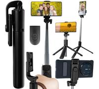 3SBUSS Perche à Selfie Bluetooth 2 en 1 avec Trépied et Télécommande sans Fil - Support Téléphone 360° Télescopique, Trépied Portable Réglable pour iPhone, Samsung, Android, Vlog, Voyage, Photo, Vidéo