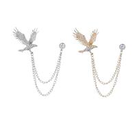 3sets Eagle Tassel Chain Sweater Cardigan Brooch Hat for Men Winged Studs Boutonniere Pins Shirt Badge Collar Clip Clothes Breastpin Alloy 2pcs*3