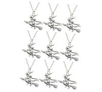 3sets Fashion Witch Broomstick Pendant Necklace Chain for Women Halloween Jewelry Accessory 3pcs*3