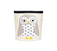 3 Sprouts - Grand panier de rangement pliable en toile de coton avec poignées, chouette enneigée