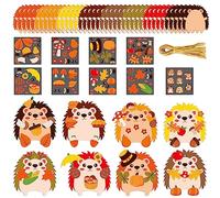 3sscha Kit de bricolage de 123 pièces hérisson d'automne pour enfants à faire votre propre hérisson, autocollant à faire soi-même, projet d'art fait à la main, école, salle de classe, activité