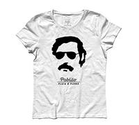 3styler Pablo Escobar Pablito Plata o Plomo T-shirt à manches courtes en coton - T-shirt cinéma, trafiquants, Shirt Crime - Ligne Classic - 100 % coton 185 g/m², Blanc, Medium
