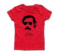 3styler Pablo Escobar Pablito Plata o Plomo T-shirt à manches courtes en coton - T-shirt cinéma, trafiquants, Shirt Crime - Ligne Classic - 100 % coton 185 g/m², rouge, Large