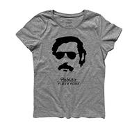 3styler Pablo Escobar Pablito Plata o Plomo T-shirt à manches courtes en coton - T-shirt cinéma, trafiquants, Shirt Crime - Ligne Classic - 100 % coton 185 g/m², Nuances de gris, Large