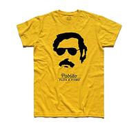 3styler Pablo Escobar Pablito T-shirt pour homme - Plata o Plomo Shirt - Ligne classique - 100 % coton 185 g/m², jaune, Large