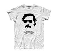 3styler Pablo Escobar Pablito T-shirt pour homme - Plata o Plomo Shirt - Ligne classique - 100 % coton 185 g/m², Blanc, Large