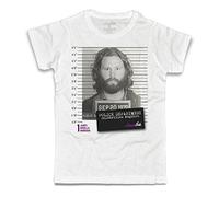 3styler T-shirt homme blanc Jim Morrison The Doors - Mugshot Photo signalétique - Arrestation Police Arrest - Ligne Amazink - Coton flammé (Slub) 150 g/m², Blanc, XXL