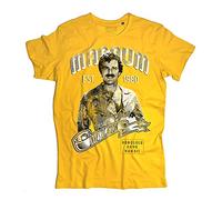3styler T-shirt pour homme Magnum PI The Hawaii Private Investigator - Série TV Années 80 - Ligne Vintage - Coton biologique 140 g/m², jaune, Medium