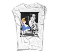 3stylercollection T-shirt pour femme Marilyn Monroe vs Alice au pays des merveilles - Blanc - Medium