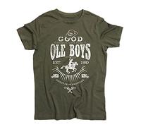 3stylercollection Vintage T-Shirt Homme Good Ole Boys - Inspiré par Blues Brothers - Vert Kakhi, S