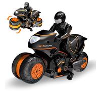 3T6B 2.4G Moto Télécommandé, RC Haute Vitesse Motocyclette avec Poupées | RC Stunt Auto Flips 360° Rotation, Télécommande Off-Road Motocyclette Jouet Cadeaux pour Enfants de 6+ ans (Orange)
