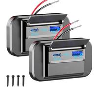3T6B 2Pcs Prise USB Encastrable Camping Car 12V, Double Port USB C (QC3.0 + PD), Prise USB avec Interrupteur et Couvercle Etanche, Montage Surface pour Voiture Bus Camping Car Bateau