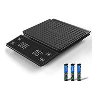 3T6B Balance café électronique Cuisine, Balance de Cuisson précision de 0,1 g, Barre pesée pour Aliments, échelle d'affichage du Temps d'affichage LED 3000 g (Batterie Incluse)
