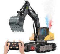 3T6B Pelleteuse Télécommandée, Jouet Construction Cadeau Enfant 3+ Ans, 2,4 GHz Voitures Jouets RC avec Lumières, Pulvérisation et Son, Jouet Digger Rotation à 680°