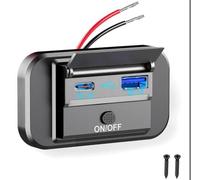 3T6B Prise de Chargeur USB de Voiture PD Type C et QC3.0, avec Interrupteur Étanche Chargeur, pour 12V/ 24V Voiture Bus Camping Car Bateau