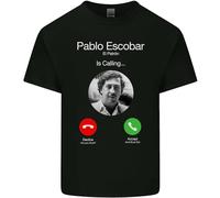 3TEES Pablo Escobar El Patron is Calling T-shirt en coton léger pour homme, Noir , XL