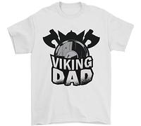 3Tees T-shirt pour homme Viking Dad drôle fête des pères Ragnar Odin 100 % coton, blanc, L