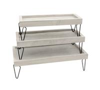 3tlg. Dekotablett-Set Avec Metallfüßen Plateau Tablette Bois Décoration