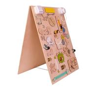 Leo tableau d'activité sensoriel montessori busy board en bois autoportant double face naturel zoo 75 cm G