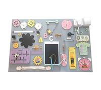 3toysm MIA Tableau d'activité sensoriel Montessori Busy Board en Bois Gris Animaux 75 cm