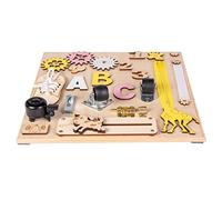 3toysm MIA Tableau d'activité sensoriel Montessori Busy Board en Bois Naturel Animaux 30 cm