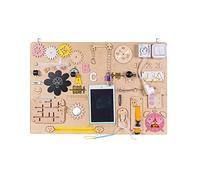 3toysm MIA Tableau d'activité sensoriel Montessori Busy Board en Bois Naturel Animaux 75 cm