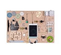 3toysm MIA Tableau d'activité sensoriel Montessori Busy Board en Bois Naturel Transports 75 cm