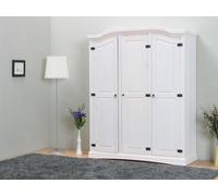 3Trg Pin massif Mexico Armoire "New Mexico" Armoire de chambre à coucher blanche