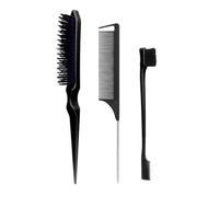 3vieces Kit de peignes pour coiffer les cheveux - Brosses à cheveux - Brosse à cheveux - Brosse pour les bords - Combattante - Slick Back - Pour filles
