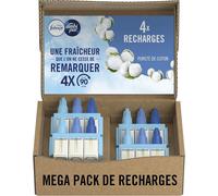 3volution Recharges Pureté De Coton Pour Diffuseur Électrique,4x20ml,Désodorisant Maison Avec 3 Parfums En Alternance,Technologie Odourclear,Élimine Les Odeurs