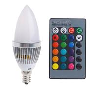 3W Intelligent E12 RGB LED Ampoule ColoréE de Changement de Couleur avec 24 Bougies TéLéCommande Bouton Abat-Jour Laiteux