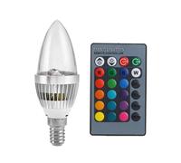 3W Intelligent E12 RVB LED Changement de Couleur Coloré Bul avec 24 Bougies Bouton de TéLéCommande Abat-Jour Transparent