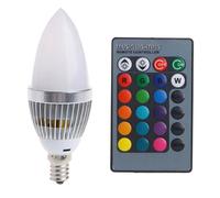 3W Intelligent E14 RGB LED Ampoule ColoréE de Changement de Couleur avec 24 Bougies TéLéCommande Bouton Abat-Jour Laiteux