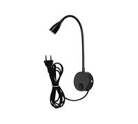 3W Lampe de lecture, Youngine Flexible 3W Lampe de chevet LED avec interrupteur et prise filaire, Applique murale col de cygne pour chambre à coucher, hôtel, bureau, 6000K (Noir-Blanc froid)