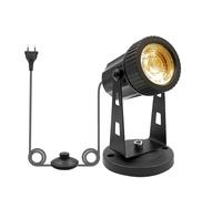 3W Spot LED Projecteur d'intérieur Blanc Chaud COB avec Piquet en terre Interrupteur manuel, Projecteur pour plantes intérieur 300LM avec 1.8m de câble avec fiche pour plantes, couloir, intérieur