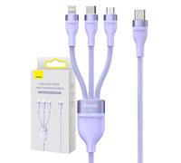 3W1 Baseus Flash Usb Cable Series 2, Usb-C + Micro Usb + Lightning, 100W, 1.5M (Purple)