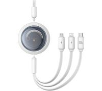 3W1 Baseus Free2Draw Usb To M+L+C 100W Cable, 1.1 M (White)