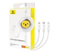 Baseus Câble de Chargement 3-en-1 USB vers USB-C, Micro USB, Lightning, 3,5A, 1,1m - Blanc