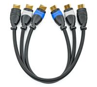 3x 0,5m Ensemble de Câble HDMI Compatible 2.0a/b/1.4a-UHD 4K HDR 3D 1080p 2160p ARC-Ethernet Haut Débit-Bleu Gris Noir