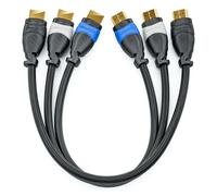 3x 0,5m Ensemble de Câble HDMI Compatible 2.0a/b/1.4a - UHD 4K HDR 3D 1080p 2160p ARC - Ethernet Haut Débit - Bleu Gris Noir