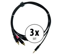 3x 1,5m Cable Audio Jack 3,5mm vers 2x RCA Phono Mâle Adaptateur DJ PA Set Noir
