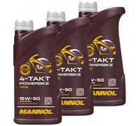 3x 1 Litre Huile Mannol 15W-50 pour Aprilia BMW Ducati Mz Triumph Royal Enfield