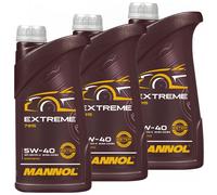 3x 1 Litre Huile Moteur mannol extreme 5W-40 Api Sn Cf Acea A3 B4 VW 502 505 00