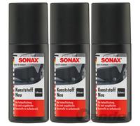 3x 100ml SONAX Plastique Neuf Noir Soins en Stoßstangenschwarz Peinture